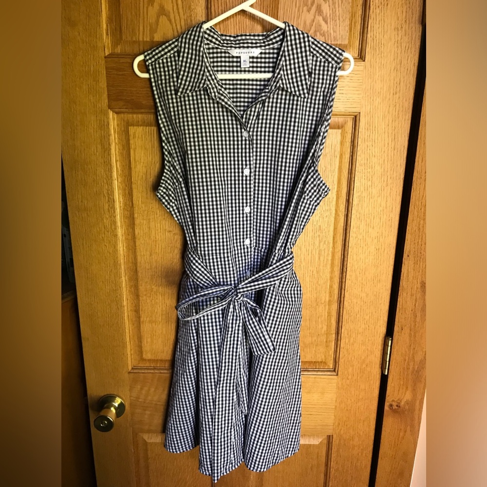 POPSUGAR Sleeveless Gingham black and white Dress XL